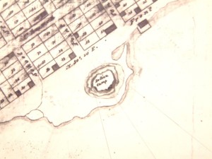 1816 map showing "Indian Camp" on Mississauga Point, located at the foot of what is now Gore Street (National Map Collection)