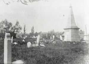 Upper Burial Ground (1893, prior to the establishment of the park) showing the Barclay monument (Queen's University Archives)
